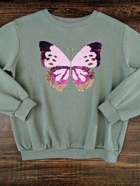 H&M Butterfly Sequin Sweatshirt